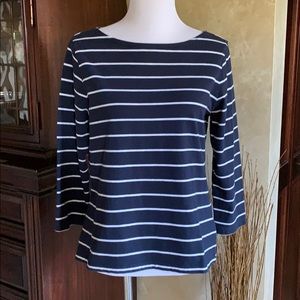 David Brooks Nautical navy/white striped boatneck tee